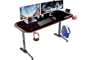 Dripex Bureau Gaming LED 150x60x75cm, Bureau Gamer Bureau pour Gaming PC Informatique Table,avec Tapis de Souris intégral