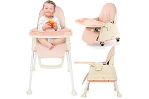 P PARVULÍ Tronas de Bebe con Babero Silicona - Trona de Bebe Evolutiva hasta 25kg - Silla de Comer para Bebe 87,5x60x53 cm(ROSA)