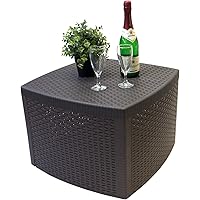 Multistore 2002 Beistelltisch Naxos, Rattan-Optik, Kunststoff, Mokka, 53x53cm, inkl. Stauraum - Gartentisch Teetisch