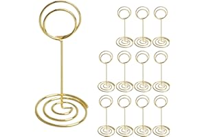DISDAIN Table Number Folder Wedding Banquet Table Business Card Holder Memo Photo Holder Suitable for Parties Banquets Offices,12-Piece Set (Gold, Round Shape)