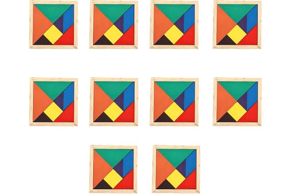 YceLon Tangram Lot de 10 petits cadeaux en bois Tangram pour enfants, idéal pour l'école et la crèche, jouets éducatifs à partir de 4 ans