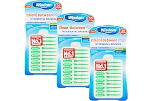 SERENETOUCH Wisdom Clean Between Pro Interdental Brushes Medium Green – 3 Packs of 30 (Total 90 Brushes) – Dentist Recommended Floss Alternative for Plaque Removal & Gum Health