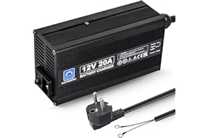 ECO-WORTHY 12 V 20 A LiFePO4 ładowarka, 3-stopniowa ładowarka do akumulatora litowego z szybkim ładowaniem do akumulatorów LiFePO4 Deep Cycle, samochodów osobowych, ciężarowych