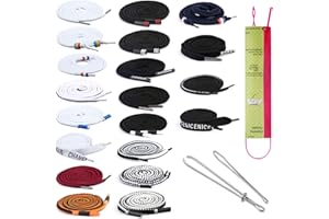 RETON Ersatz-Baumwoll-Kordelzug, mit einfachem und flexiblem 3-teiligen Einfädel-Werkzeug-Set, für Hosen, Jogginghosen, Kapuzenpullis, OP-Bekleidung, Jacken, Shorts, Schnürsenkel, 20 Stück