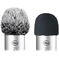 Skummikrofon vindruta med lurvig vindruta Muff - Mic Wind Cover Pop Filter för Blue Yeti, Blue Yeti Pro USB-mikrofon (2-pack)