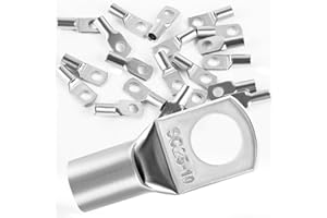 DAWENUR 20Pcs Copper Wire Lugs 25mm2 M10 Bolt Hole,Battery Cable Ends Eyelets Crimp Tubular Ring Terminals Connectors