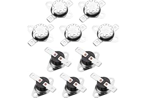 sourcing map KSD301 Thermostat 70°C/158°F 10A Normally Closed N.C Adjust Snap Disc Temperature Switch for Microwave,Oven,Coffee Makers 8pcs,Bakelite Material