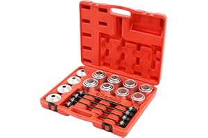 Fliuyr 28PCS Press-und Zughülsensatz, Werkzeug Abzieher Satz Gummibuchsen Buchsen Achslager Montage Demontage, Buchsenlager-Ausbauwerkzeugsatz Silentlager Abzieher Satz