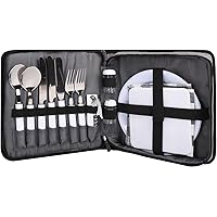 TAIBID Picknick-Set Camping Besteck Besteck Veranstalter 2 Personen Geschirr Set-16 Stück Ess-Set mit ECO-freundlichen…