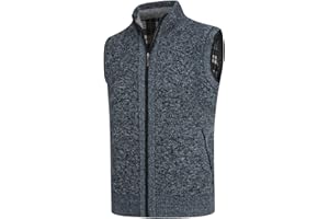 YOUTHUP Gilet da Uomo Senza Maniche Canotta Invernale in Maglia Foderata in Pile con Cerniera Spessa