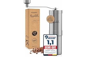 ‎MORGENHELD Morgenheld Kaffeemühle Edelstahl manuell stufenloses Keramikmahlwerk mechanische Hand Kaffee Mühle Kegelmahlwerk Espresso Handkaffeemühle für Outdoor und Camping manuelle Espressomühle Kaffeemahlwerk