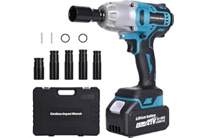 blayram Seesii Clé à Chocs Sans Fil Brushless, 650Nm 1/2" Boulonneuse à chocs Electrique avec 1×Batteries 4.0Ah 21V, 5 Douilles à Chocs (17/18/19/20/22mm)