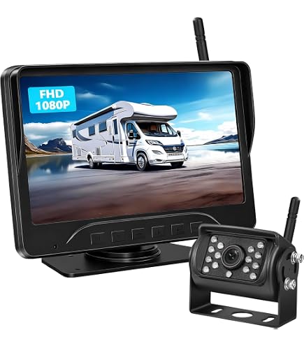 Kit Telecamera Retromarcia Wireless Hodozzy Con Schermo IPS 7" – 1080P, IR 18 LED, IP68, BSD E Linee Guida Personalizzabili