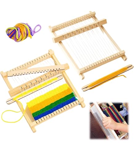 Metier a Tisser en Bois 208x193 cm Weaving Loom Kit et Fils Mélangés