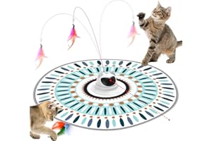 Comius Sharp Jouet Interactif pour Chat, 3 en 1 avec Plumes Cache-Cache Jouet Automatique pour Chat, Jouet Électrique pour Chats, Rechargeable par USB, avec Plumes Amovibles, Convient aux Chats