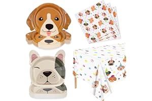 Hegbolke 61 Pcs Dog Party Decorations - Including Plates, Napkins, Puppy Tablecloth for Kids Puppy Dog Themed Birthday Party Supplies, Serve 20