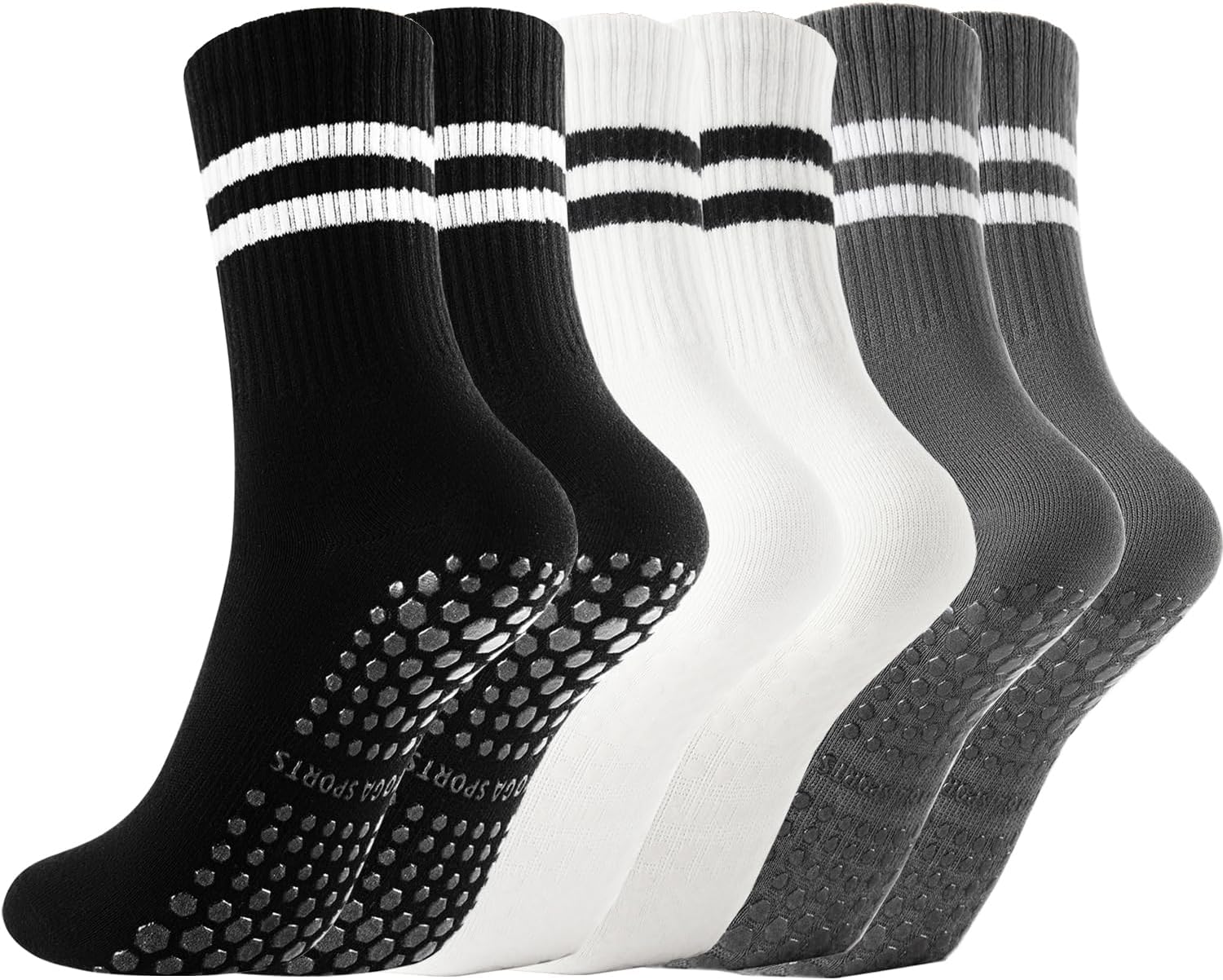 Gendewiner Non Slip Yoga Grip Pilates Socks for Women&Men Anti Slipper Grippy Socks for Ballet, Hospital, Dance, Trampoline, Barre