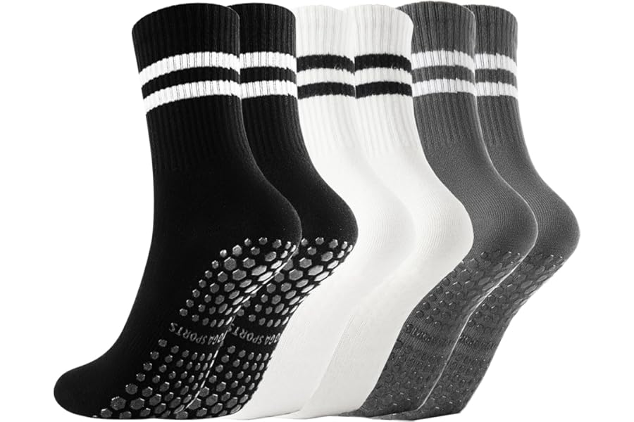 Gendewiner Non Slip Yoga Grip Pilates Socks for Women&Men Anti Slipper Grippy Socks for Ballet, Hospital, Dance, Trampoline, Barre