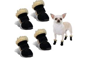 CHONGQILAO Hundeschuhe Pfotenschutz Outdoor, 4 Stücke Hundeschuhe Winter Pfotenschutz Hund Schneestiefel Hunde Schuhe rutschfeste Warme, Winter Schnee Hundestiefel für Große Mittlere Kleine Hunde