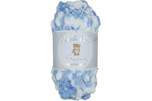 Zarela Baby Pom Pom Yarn Wool (05 White-Blue)