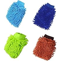 Paire De Gants De Lavage Microfibre Chenille - Pour Voiture Et Maison - Super Absorbants
