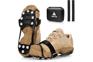 ‎HIKENTURE HIKENTURE Grödel Steigeisen für Bergschuhe, Schuhspikes mit 11 Edelstahl Zähne Spikes, Schuhe Spikes Anti Rutsch, Crampons, Ice Klampen für Wandern, Trekking, Schnee, EIS, Winter Outdoor