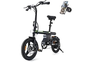 Finbike U1 Electric Bike for Adult/Teens,14" Folding Electric Bicycle with LCD Display,25KM/H & 45KM Range,4H Fast Charge,4 Riding Modes,Rear Shock Absorber,120KG Capacity,Compact Foldable Ebike