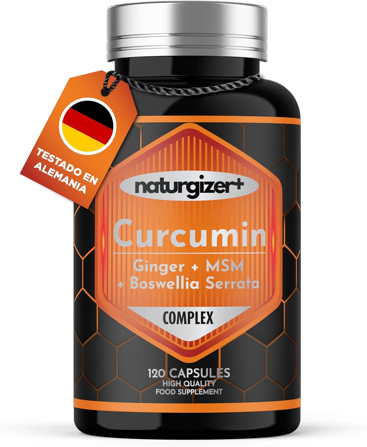 Cúrcuma LIPOSOMAL Complex con Jengibre, Boswellia, MSM | Alta Absorción | Apoyo Premium para Articulaciones, Músculos y Digestión | Curcumina en Cápsulas Vegetales |120 Cápsulas (60 Días) Naturgizer+