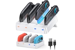 WAXITY Controller Charging Dock for Nintendo Switch 2 (2025) & Original Switch JoyCon (White)