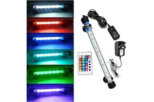 OsAtNb Luz sumergible para pecera, luz sumergible para acuario, luz LED marina RGB multicolor subacuática para planta de arrecife (18 cm)