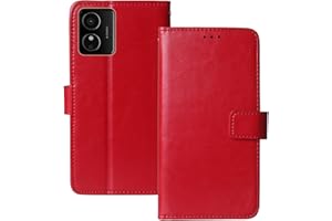 Anybird Premium Retro Flip Leather Protector Case For HMD Arc/HMD Key 6.52" Magnetic Card Slot Protective Bumper Folio Pouch (Red)
