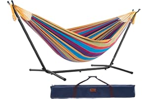 VIVERE DOUBLE COTTON HAMMOCK WITH STAND (250 CM) - TROPICAL