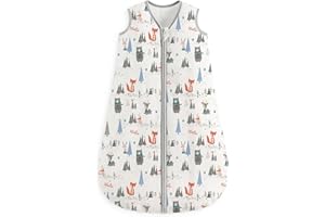 Looxii Baby Sleeping Bag 1.5 Tog Winter Baby Sleep Sack 6-12 Months 100% Cotton Soft Warm Wearable Blanket for Newborn Infant Toddler Boys and Girls Grey Forest