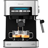 Cecotec Power Espresso 20 Matic. 850 W, 20 Bars, 1.5L, Double Output Arm, Vaporizer, Cup Warmer, Digital Controls, Stainless