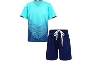 TSSOE Ensemble Vêtements Football Enfant Garçon Tenue Manches Courtes Maillot de Foot France Short Sport Survêtement 5-14 Ans