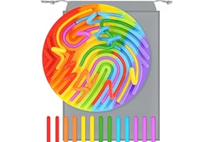 NiToy Silikon Sensorik Activity Board, Sensorik Spielzeug für Autismus Spielzeug, Reise-freundliches Activity Board für Hand-Augen-Koordination und Stressabbau，mit 13 Zubehör Schnüren (Regenbogen)