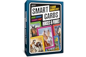 100 PICS SMART CARDS Horses & Ponies, Gift, Stocking Filler, Travel Game, 7 games in 1, Pairs, Snap, Trumps, Rummy, Memory Quiz, Learn Facts, Age 5+, 1-8 Players