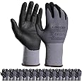 LOCCEF Safety Work Gloves MicroFoam Nitrile Coated-12 Pairs,Seamless Knit Nylon, Home Improvement,Micro-Foam Gloves (9/L, Grey-12 Pairs)