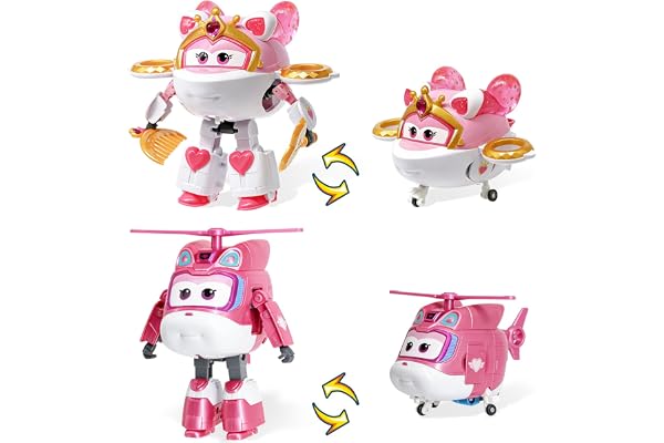 Super Wings Jouets transformables 2PCS Sara & Dizzy Figurines 2 en 1, Robots pour Enfants, Hauteur 12,7 cm, Jouets Avions transformables pour garçons et Filles âgés de 3 Ans et Plus