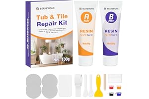 Beanewone Shower Tray Repair Kits, Bath Enamel Repair Kit for Porcelain and Ceramic Fixtures to Repair Chips, Dents, Nicks and Cracks