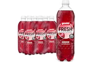 ‎GRANINI granini FRESH Kirsche (6 x 0,75l), Kirsch-Erfrischungsgetränk, mit Kohlensäure, echte Früchte, wenig Kalorien, ohne Süßungsmittel, vegan