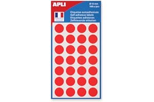 Apli-AGIPA Pastille Adhésive 15 mm Pochette lot de 168, Rouge 111843
