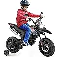 Kids Motorbike, Licensed Aprilia RX125 12V Ride on Electric Dirt Bike with Training Wheels, Spring Suspension, Battery Powered Off Road Motorbike Toy with 2 Speeds, Bluetooth, Lights (Blue)