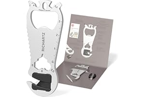 RICHARTZ KEY TOOL cut | Multitool Schlüsselanhänger | 14 praktische Funktionen | Hochwertiger, matt gestrahlter Edelstahl | Schlüsselanhänger Werkzeug inkl. Verpackung & Funktionsbeschreibung