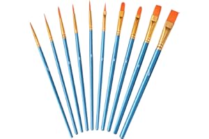 Sapphome 10 Pcs Pinceaux Peinture Acrylique, Nylon Art Pinceaux, Aquarelle pour Les Peintures Acryliques, Aquarelles, Huiles et Gouaches, pour Artistes Enfant Débutants Amateur Bleu