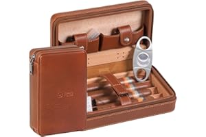 M TIME C CLUB Time C club4-Finger tragbares Reise Leder Zigarrenetui, Zigarrenschneider, Zigarren Befeuchter mit Zigarrenschneider und Befeuchter, Trauzeugen Geschenk, Geburtstagsgeschenk