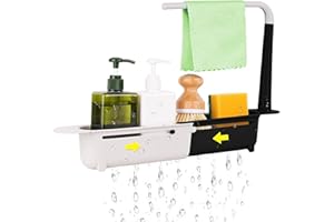 FUGUIB Organizzatore per Lavello da Cucina,Porta Spugne Lavello Cucina,Scaffale Telescopico,Sink Organizer，Adatto per Riporre Sapone, Detersivo, Asciugamani, Lana d'Acciaio nel Lavello della Cucina