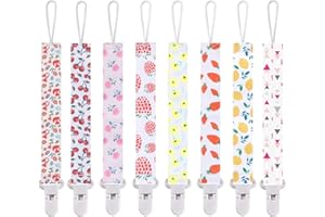 Smlpuame Dummy Clips Girl,8 Pack BPA Free Soother Chain,Pacifier Holder Clips for Teether Toy,Baby Dummy Strap Clip Universal Design Fit All Pacifiers Baby Teething Toys,Newborn Baby Gift