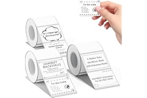 NIIMBOT Etiketten Selbstklebender Etikettenband für B1 / B21 / B3S Etikettendrucker, 40 x 30mm 230 Etiketten/Rolle, 3-Rollen Thermo-Etikettenband für Supermärkte, Einzelhandel, Büro, Weiß
