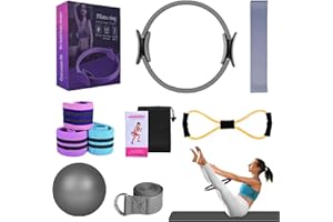 DIGSCAPE Better Kit de pilates pour femme, bandes de résistance pour entraînement des fessiers, ballon de yoga 25 cm, figure 8, bandes de résistance pour étirements